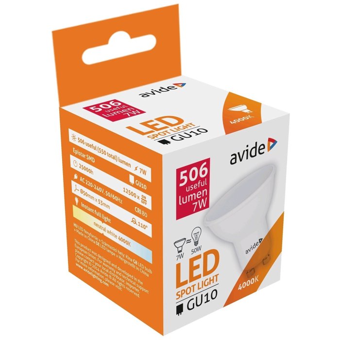 Avide LED žiarovka Spot 7W GU10